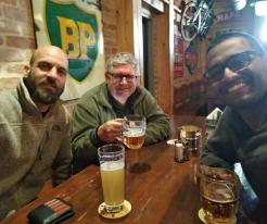Milan, Libor and Karthik, Bar 66, Holýšov, MAy 27th 2021